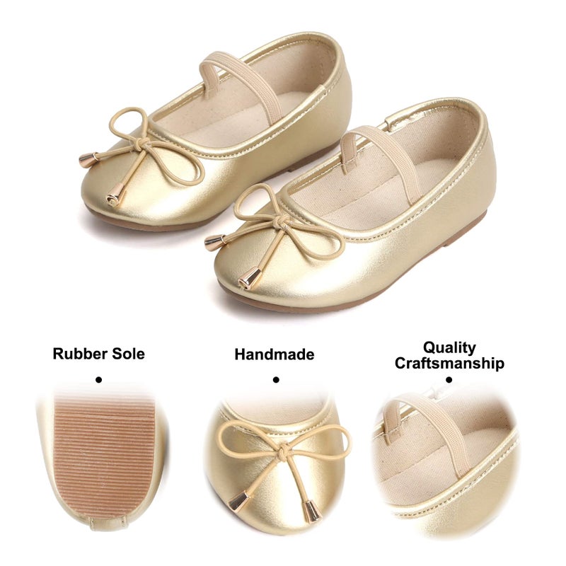 Felix & Flora Girls Mary Jane Flat Dress Shoe for Toddler Little Kid Party School (8 Toddler,Gold) - Image 4